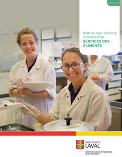Cette maîtrise vous permettra de réaliser un projet de recherche sous la direction d’un professeur.
Le programme, axé sur le travail en laboratoire, a pour objectif de vous former comme chercheur autonome en sciences alimentaire.
Image non trouvée