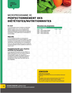 Ce programme vise à offrir une formation théorique adaptée à la personne en réintégration de la profession de diététiste/nutritionniste ainsi qu’au diététiste/ nutritionniste qui désire mettre à jour ses connaissances en nutrition clinique. Image non trouvée