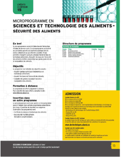 Ce certificat permet de d'acquérir quelques principes fondamentaux en technologie alimentaire, d'acquérir les bases de l'innocuité des aliments et d'être conscientisé aux gestes posés lors de la manipulation des aliments. Image non trouvée