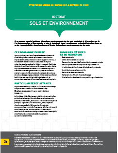 Ce programme peut s’appliquer à la science environnementale des sols en général et à la protection de<br />l’environnement en milieu agricole, urbain et industriel. Vous travaillerez en vulgarisation scientifique ou<br />en tant que spécialiste dans les champs d’études de la science environnementale des sols. Image non trouvée