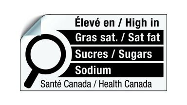 Étiquette élevé en gras, sucre, sodium